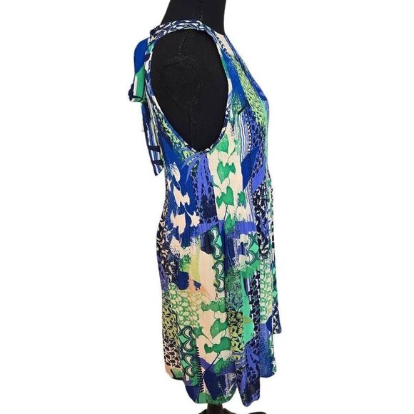 Ninety Clothing Co Womens Abstract Halter Sleeveless Summer Dress Blue Medium - Picture 5 of 13